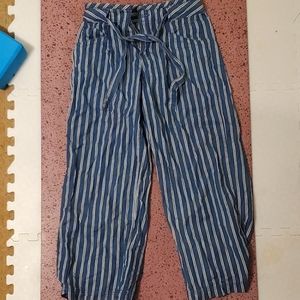 Blue and White Striped American Eagle Pants